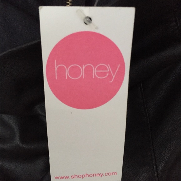 Olivaceous Black faux leather peplum dress sz med - Picture 4 of 5